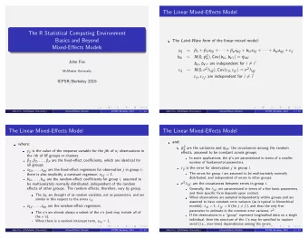 The Linear Mixed-Effects Model  The R Statistical Computing Environment  Basics and Beyond The