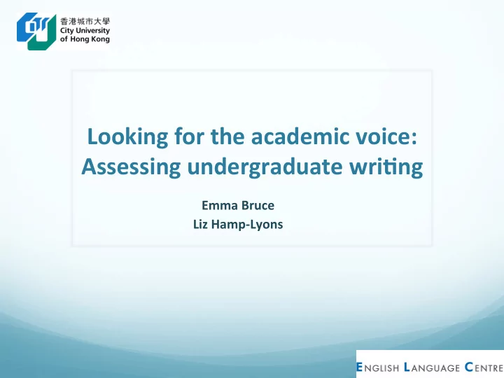 looking for the academic voice assessing undergraduate