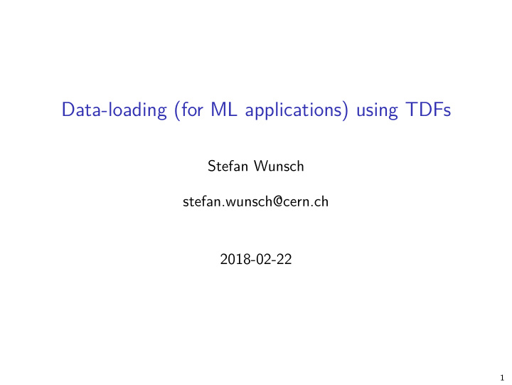 data loading for ml applications using tdfs