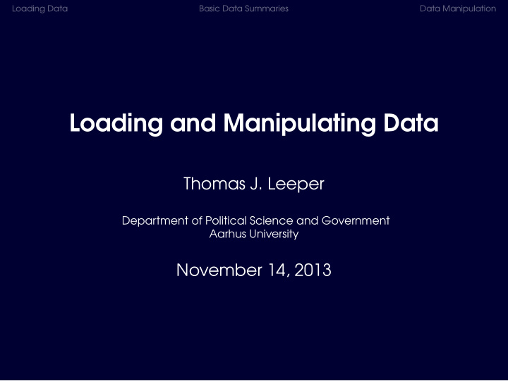 loading and manipulating data