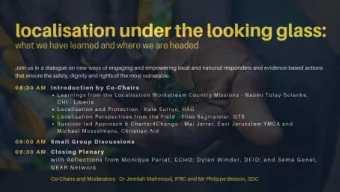 Wha  What  t we le  lear  arne  ned  d from  m fie  ield  ld mis  missio  ions  ns v Localisation