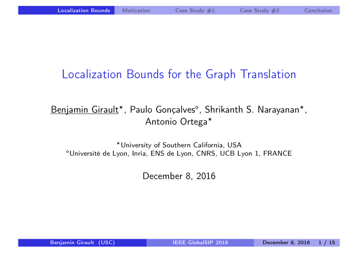 localization bounds for the graph translation