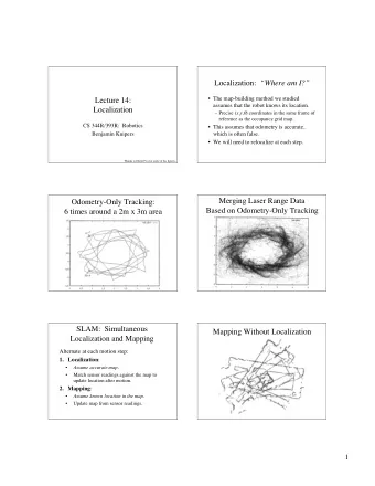Localization: Where am I?   The map-building method we studied  Lecture 14:  assumes that