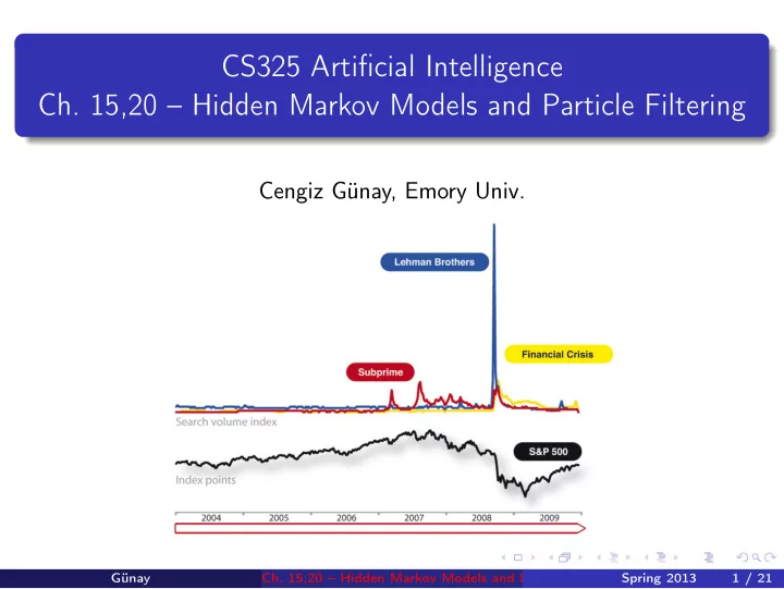cs325 artificial intelligence ch 15 20 hidden markov