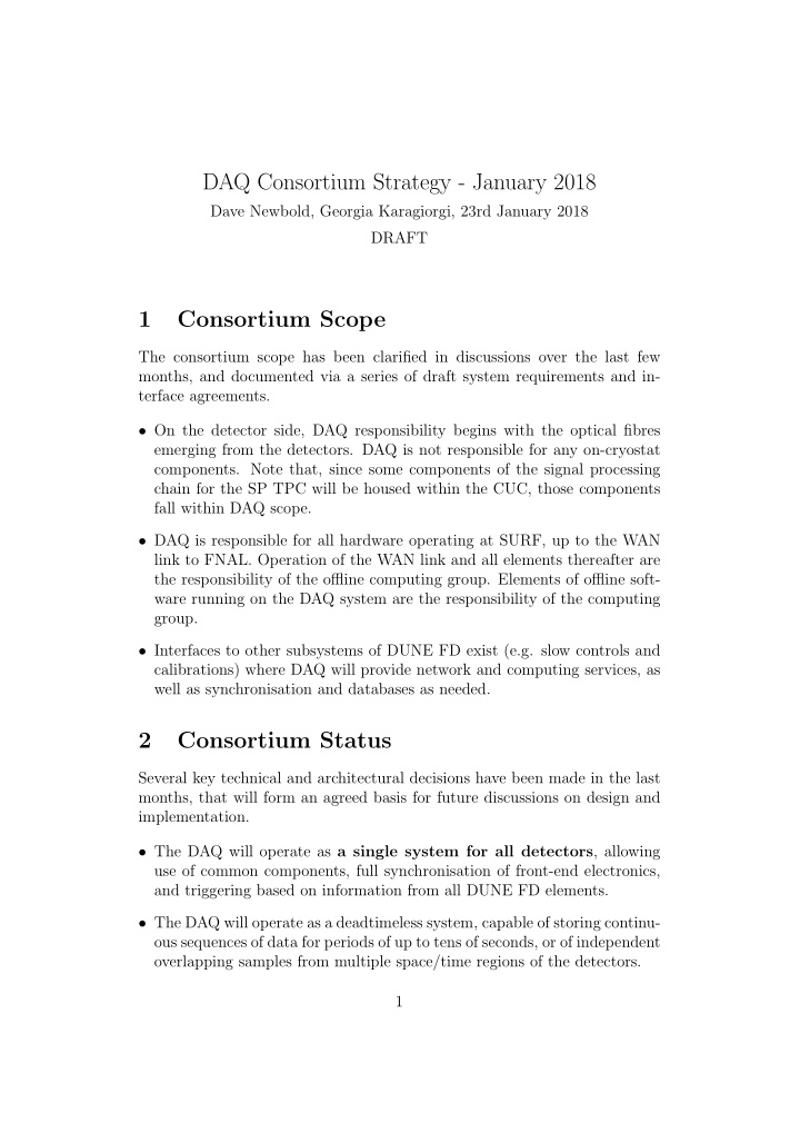 daq consortium strategy january 2018