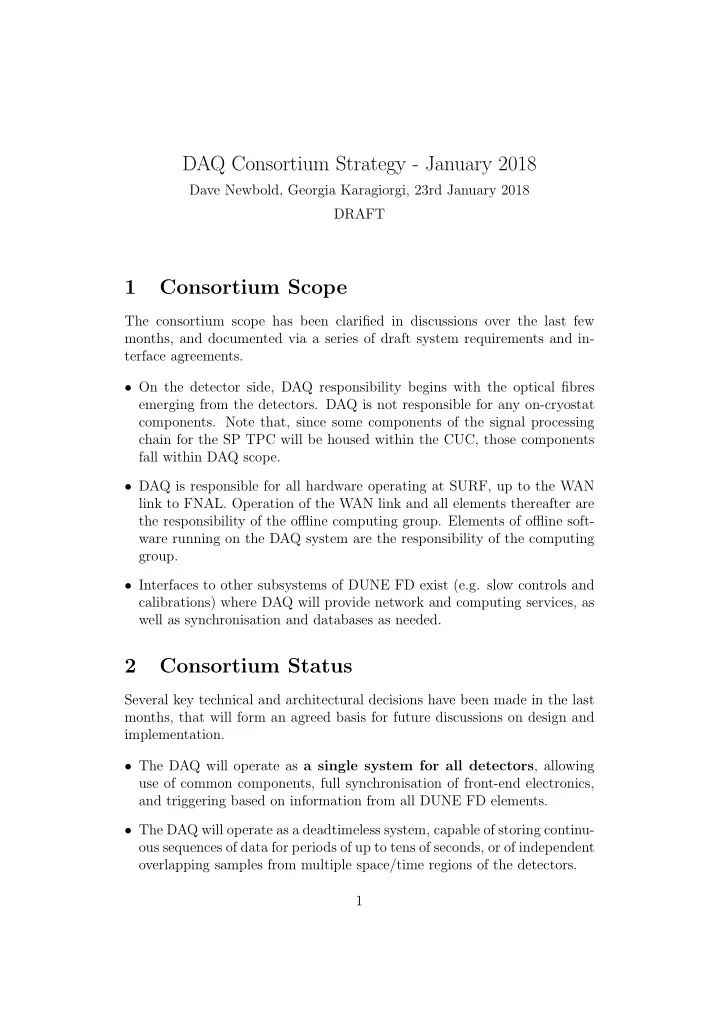 daq consortium strategy january 2018