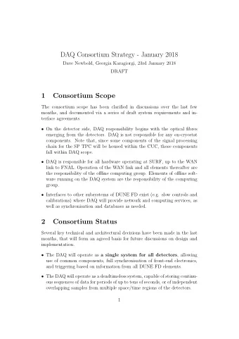 DAQ Consortium Strategy - January 2018  Dave Newbold, Georgia Karagiorgi, 23rd January 2018  DRAFT