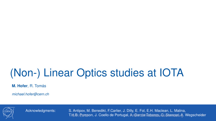 non linear optics studies at iota