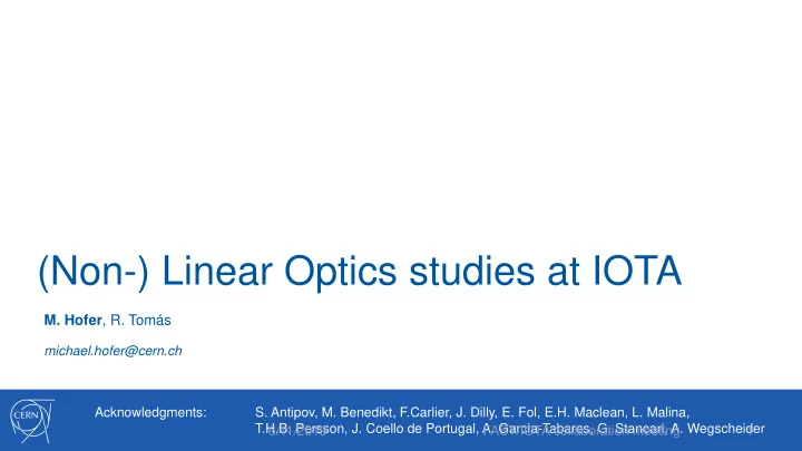 non linear optics studies at iota