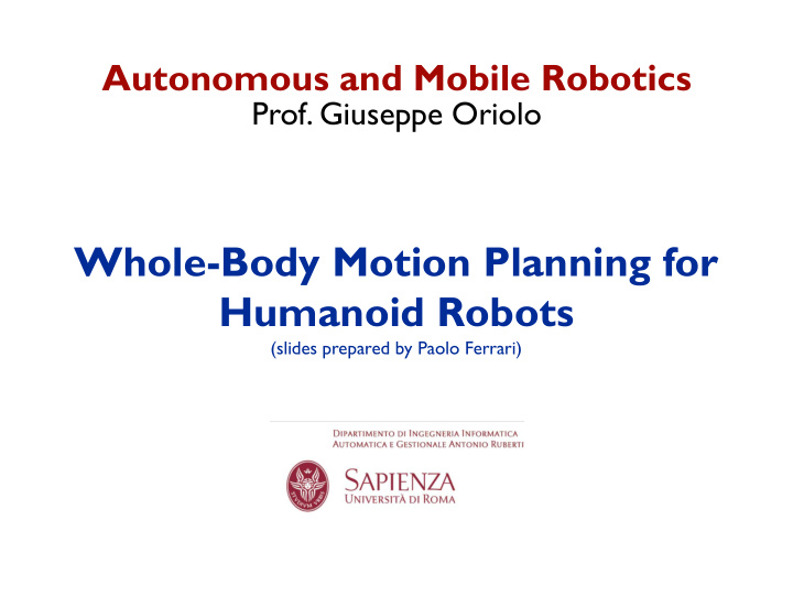 whole body motion planning for humanoid robots