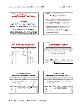 XL4A: Logistic Model using OLS1A in Excel 2013  1 Mar 2017 V0E 2x  XL4A: V0E2x  XL4A: V0E2x  2015