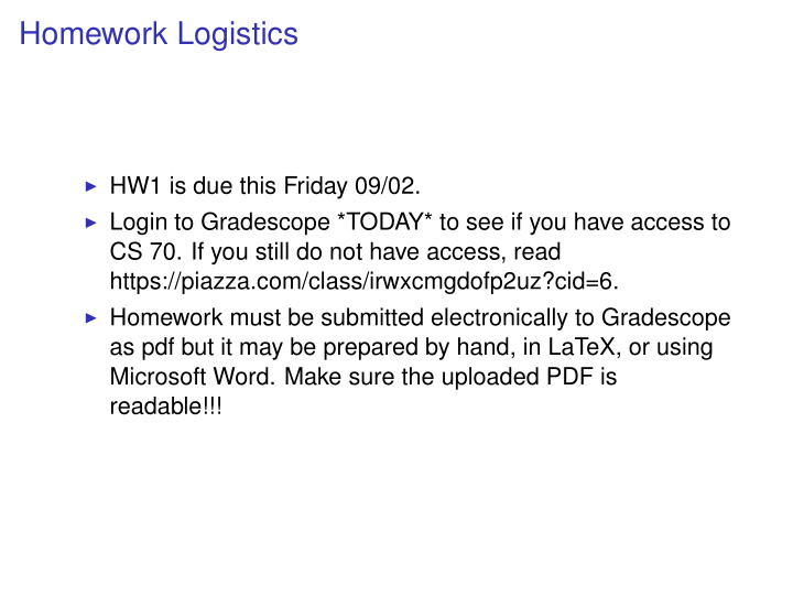 homework logistics
