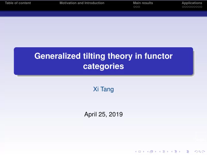 generalized tilting theory in functor categories