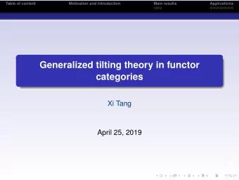 Generalized tilting theory in functor  categories  Xi Tang  April 25, 2019  logo  Table of content