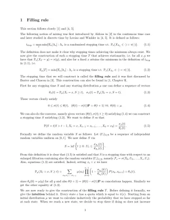 1  Filling rule  This section follows closely [1] and [4, 5].  The following notion of mixing was
