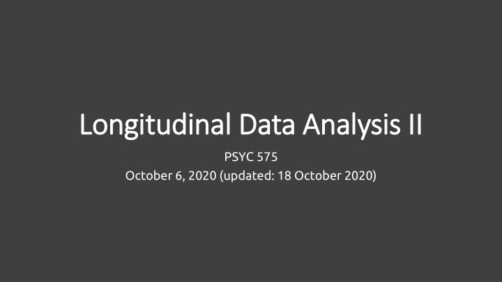 longitudinal data analysis ii ii