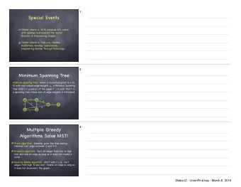 Special Events  TODAY: March 6, 12:15, Kendade 307, Lunch  with Sowmya Subramanian 96, Senior