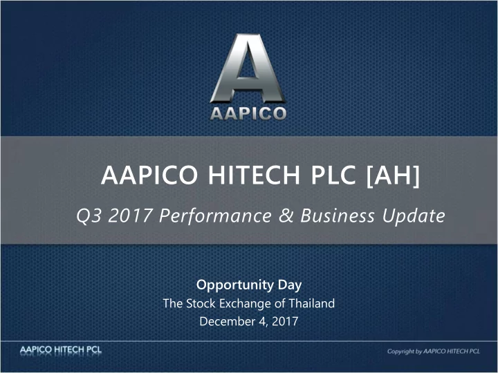 aapico hitech plc ah