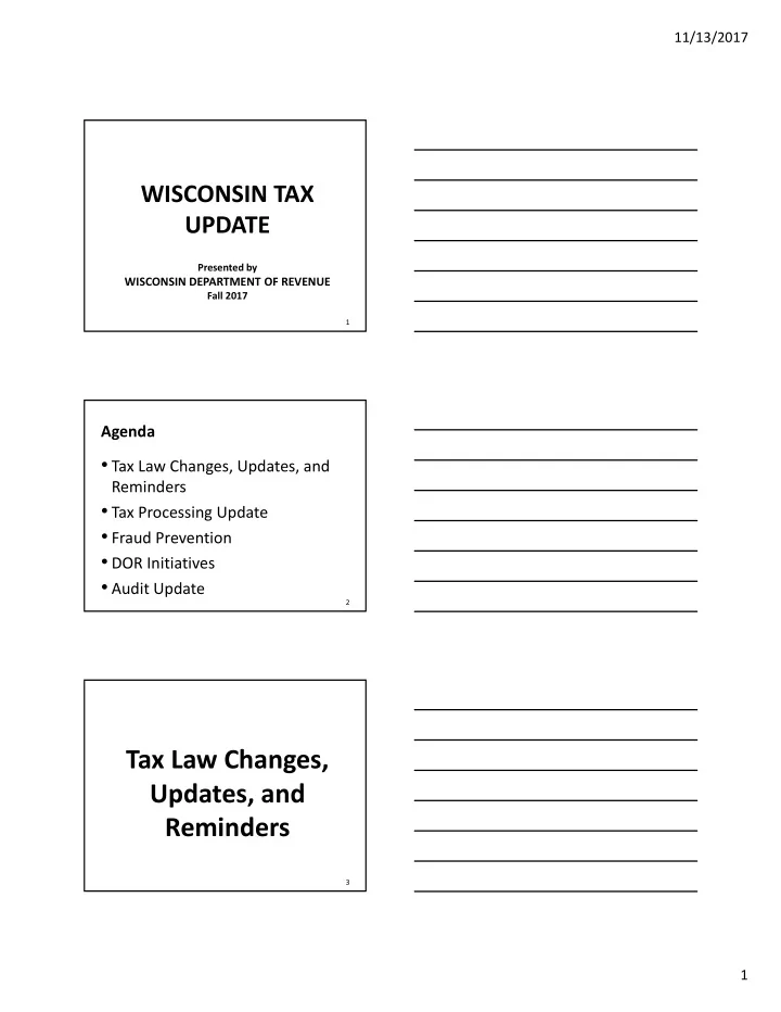 tax law changes updates and reminders