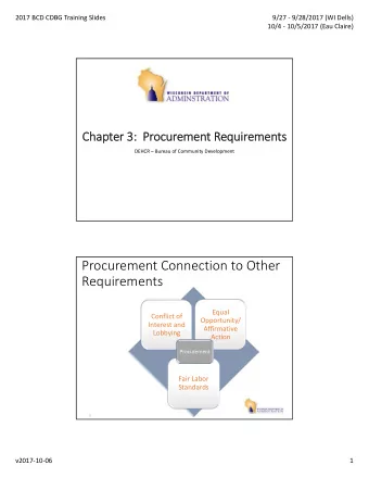 Procurement Connection to Other  Requirements Equal Conflict of  Opportunity/ Interest and