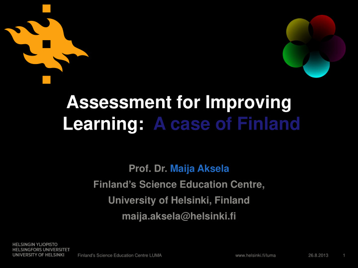 assessment for improving learning a case of finland prof