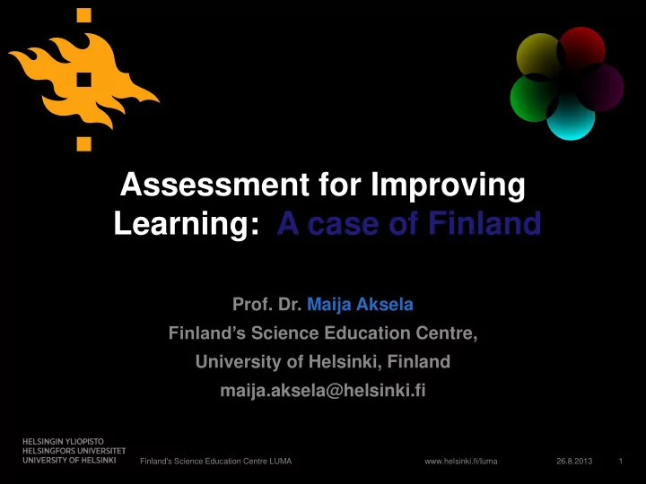 assessment for improving learning a case of finland prof
