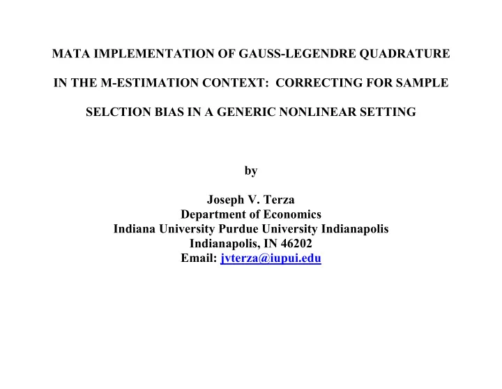 mata implementation of gauss legendre quadrature in the m