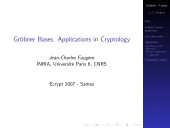 Grbner Bases. Applications in Cryptology  Algorithms  Buchberger and  Macaulay  Ecient