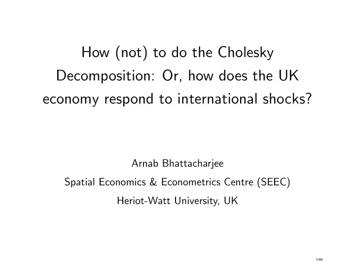 how not to do the cholesky decomposition or how does the