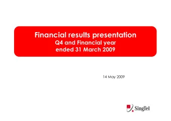 Financial results presentation  Q4 and Financial year  ended 31 March 2009  14 May 2009  Forward