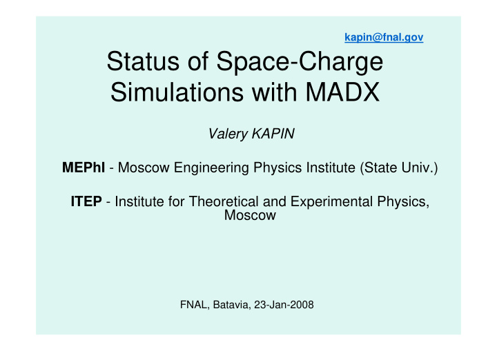 status of space charge simulations with madx