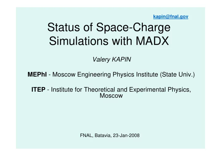status of space charge simulations with madx