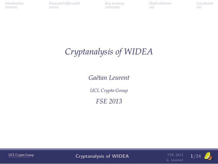 cryptanalysis of widea