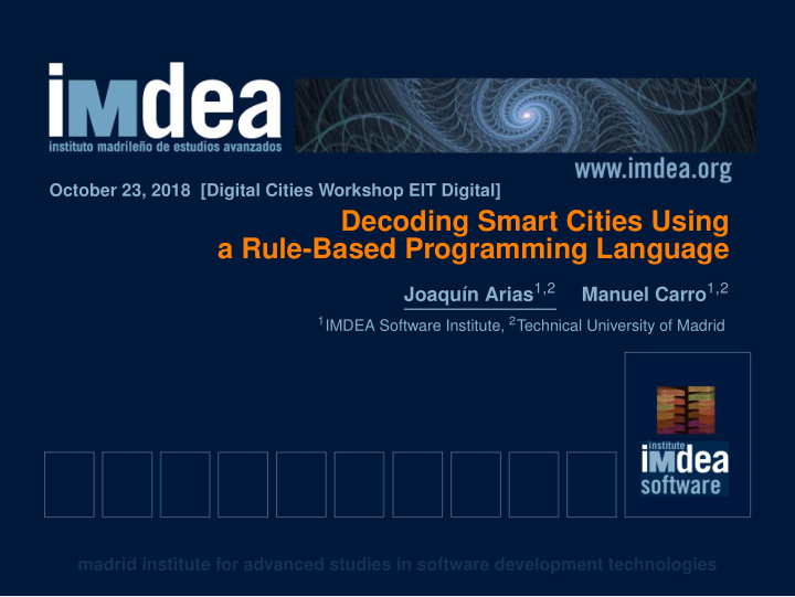 decoding smart cities using a rule based programming