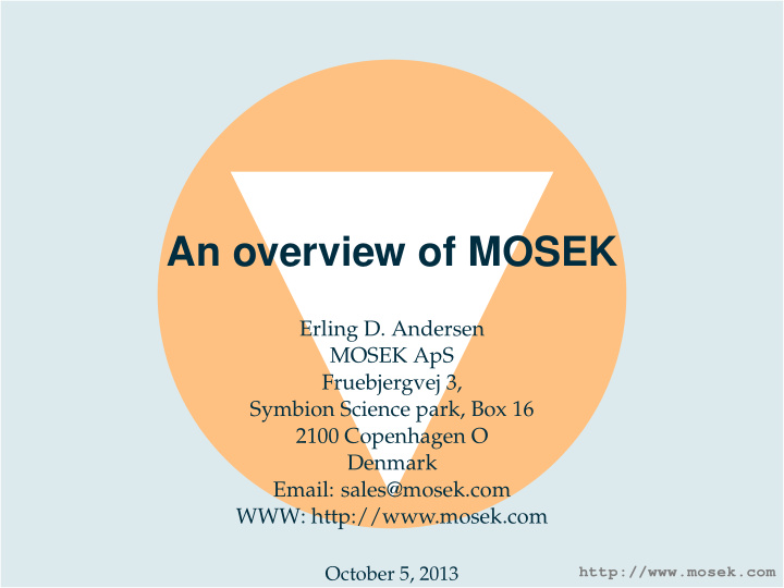 an overview of mosek