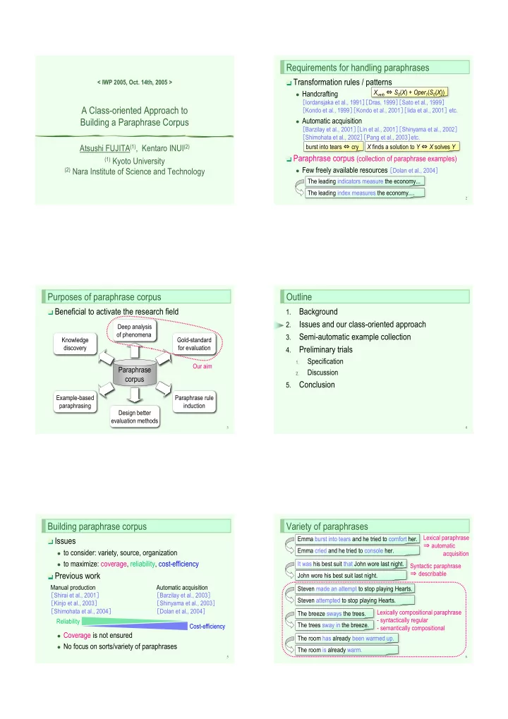 requirements for handling paraphrases