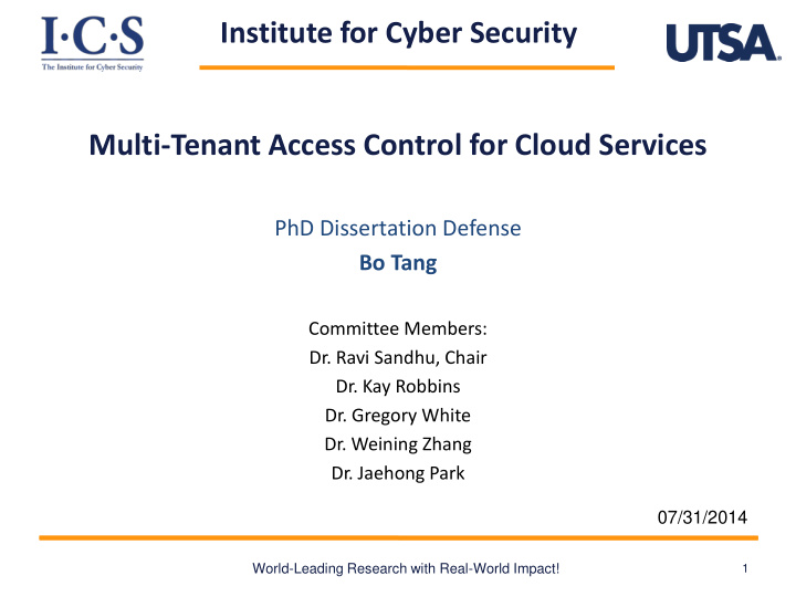 institute for cyber security multi tenant access control