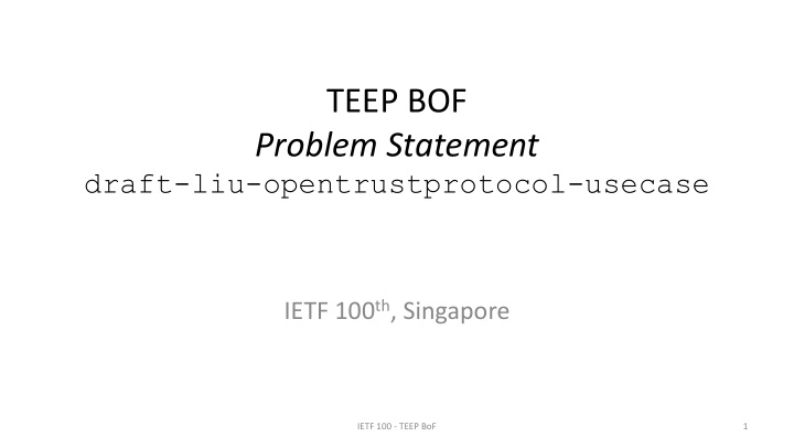 teep bof problem statement