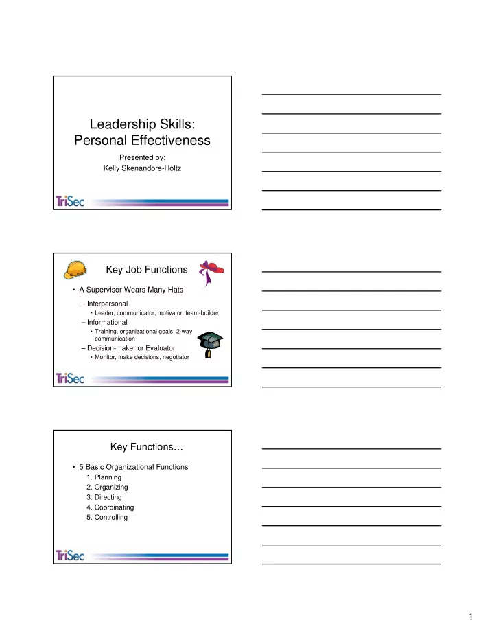leadership skills personal effectiveness