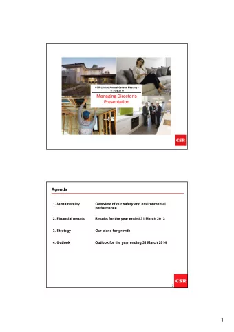 New cover  CSR Limited Annual General Meeting   11 July 2013  Managing Directors  Managing