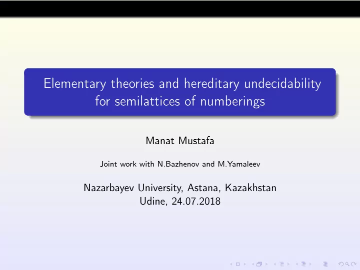 elementary theories and hereditary undecidability for