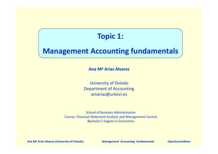 topic 1 management accounting fundamentals