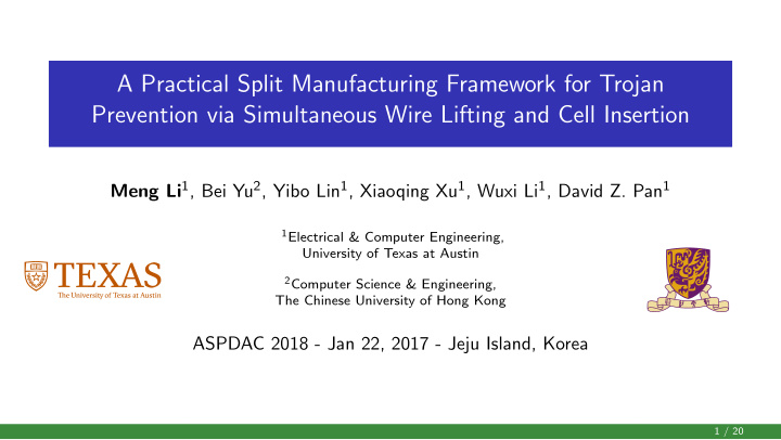 a practical split manufacturing framework for trojan