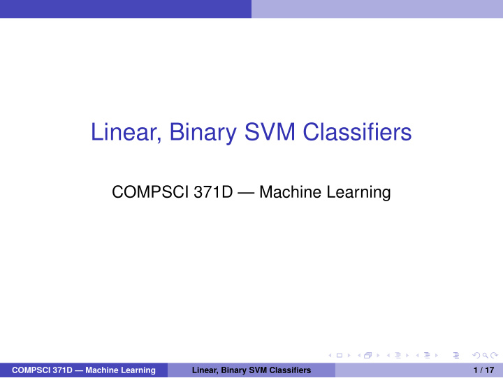linear binary svm classifiers