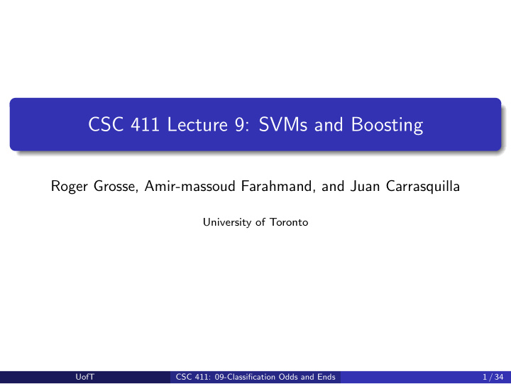 csc 411 lecture 9 svms and boosting