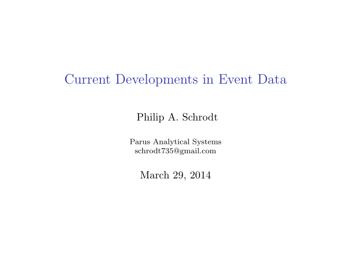 current developments in event data