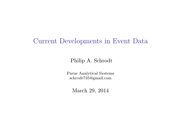 current developments in event data