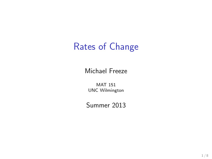 rates of change