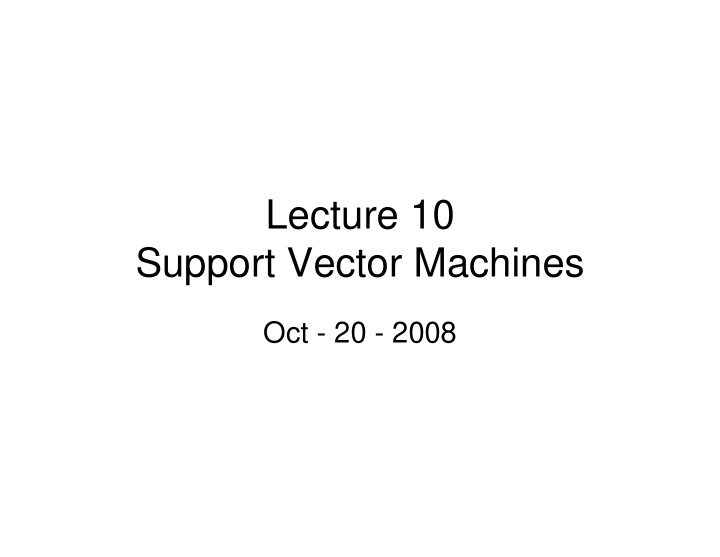lecture 10 support vector machines