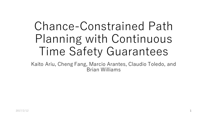 chance constrained path planning with continuous time